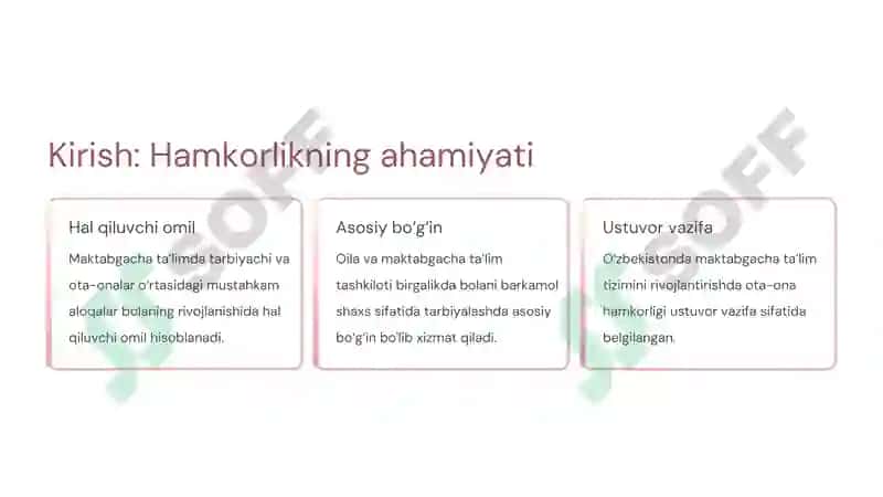Maktabgacha ta’lim tashkiloti tarbiyachilar va ota-onalar hamkorligi 4