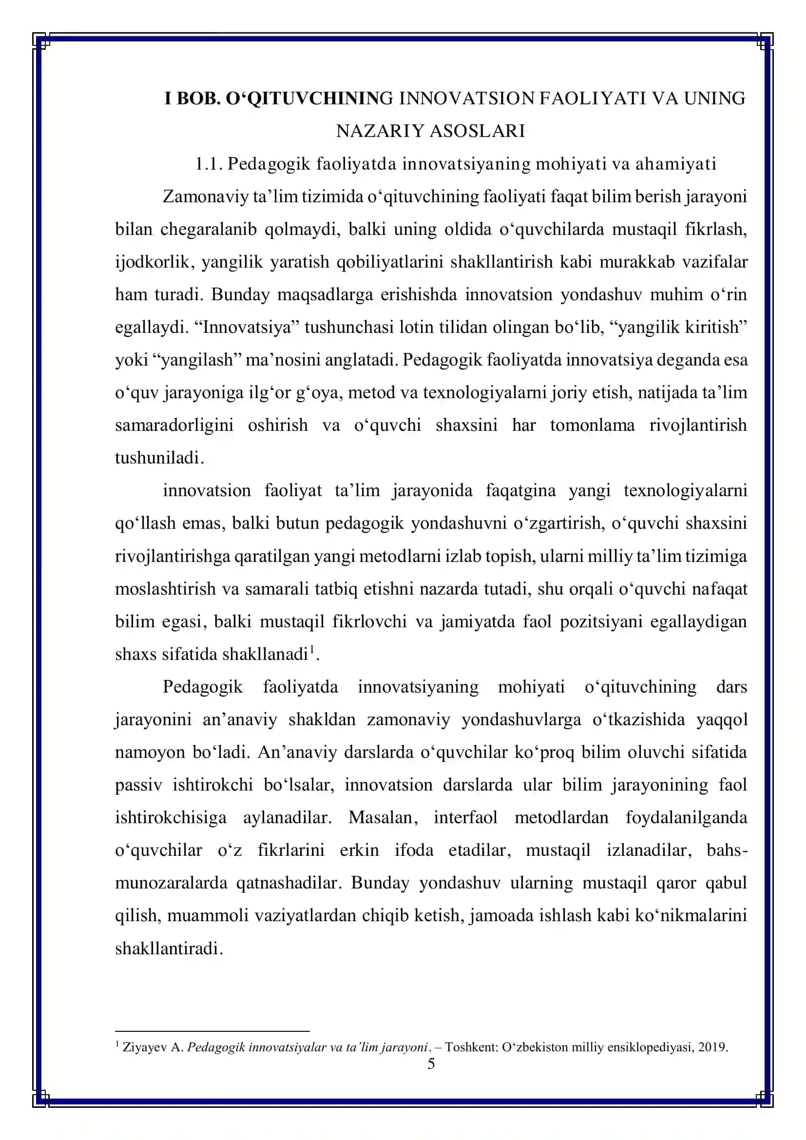 "O'qituvchi innovatsion faoliyatining strukturasi" 5