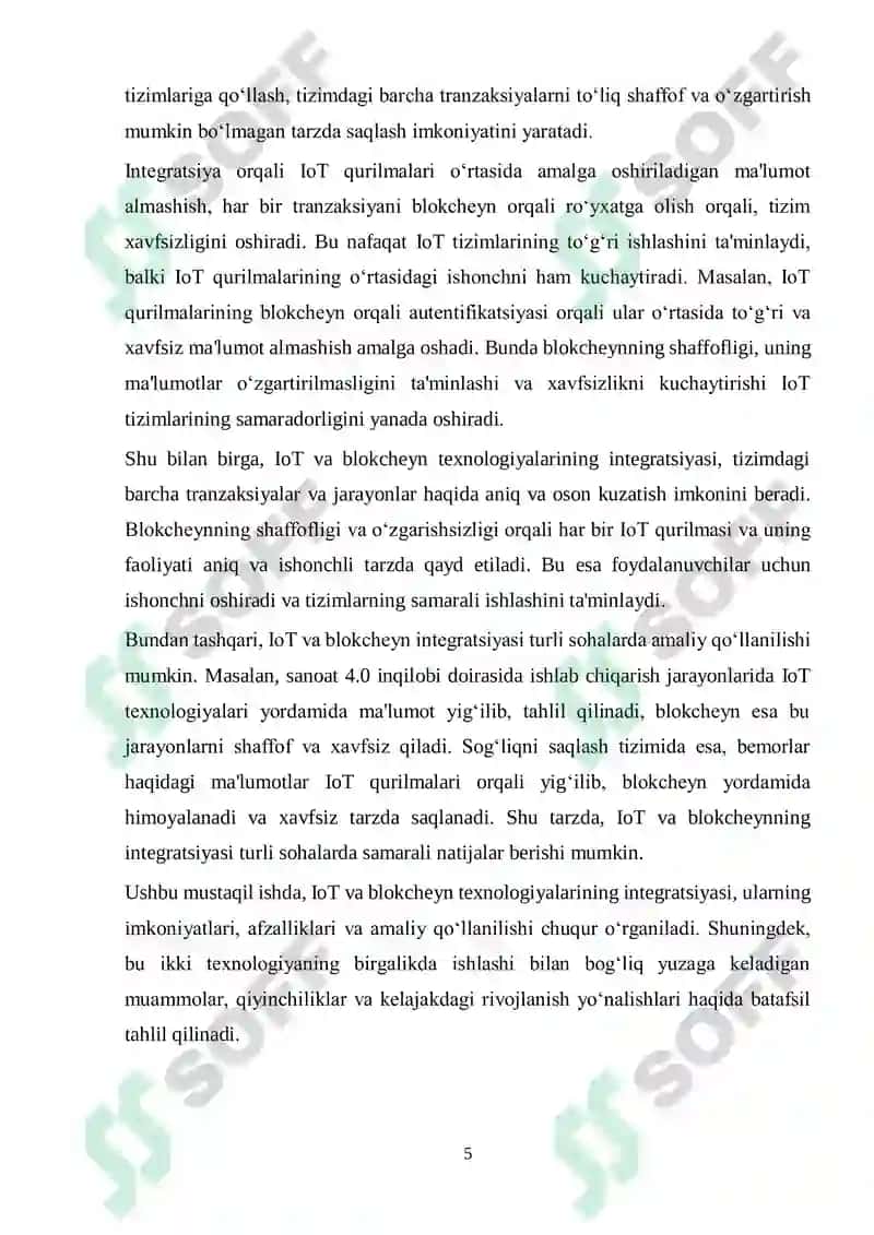 IoT va blokcheyn texnologiyalarining integratsiyasi 5