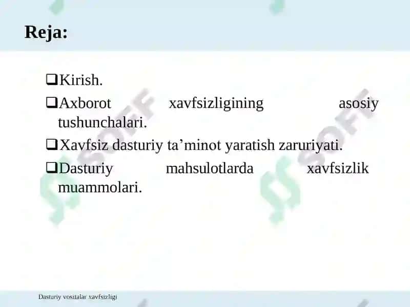 Dasturiy Vositalar Xavfsizligi 5