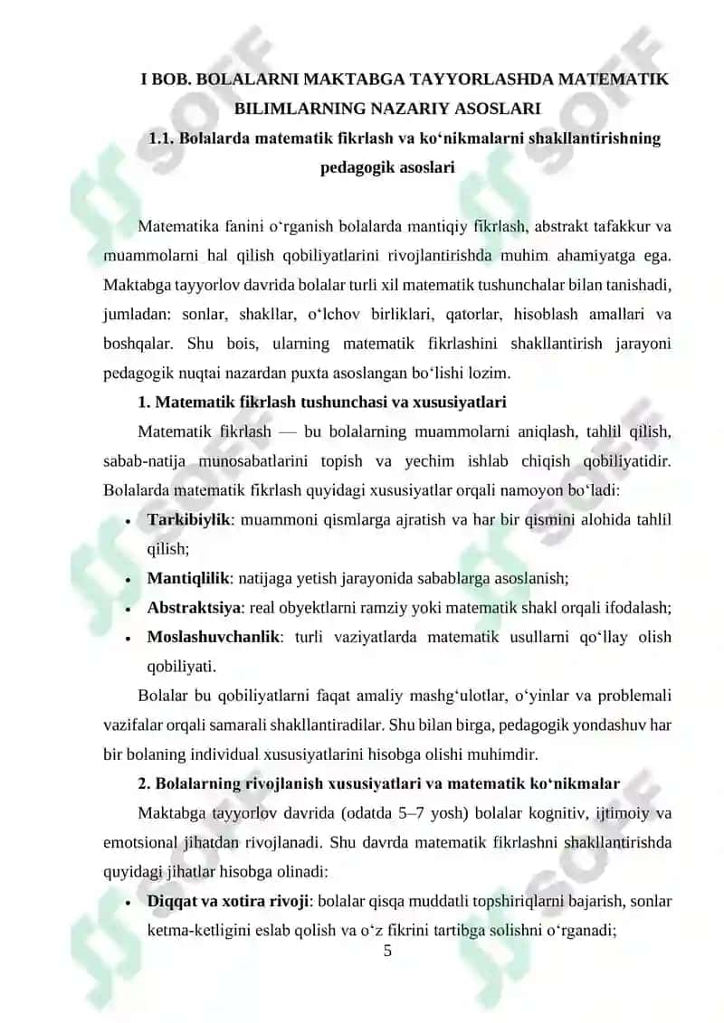 Bolalarda Elementar Matematik Tasavvurni Shakllantirish 5