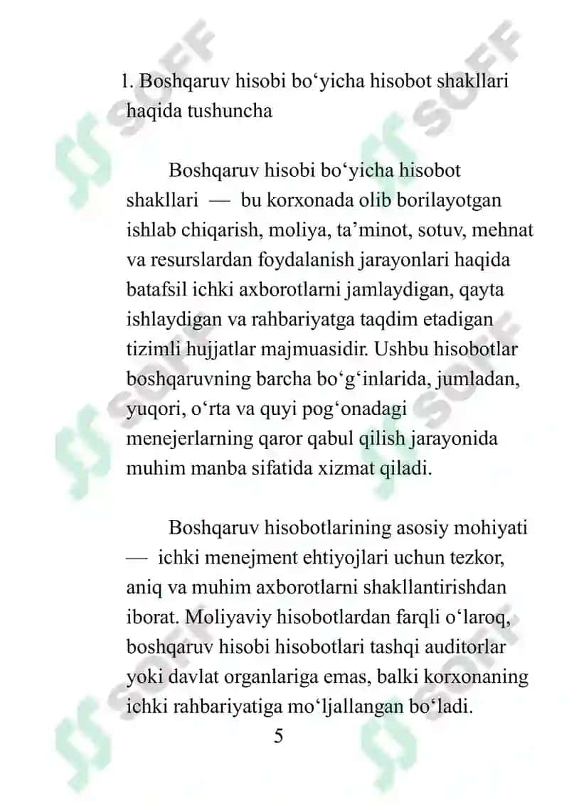 Boshqaruv hisobi bo‘yicha hisobot shakllari 5