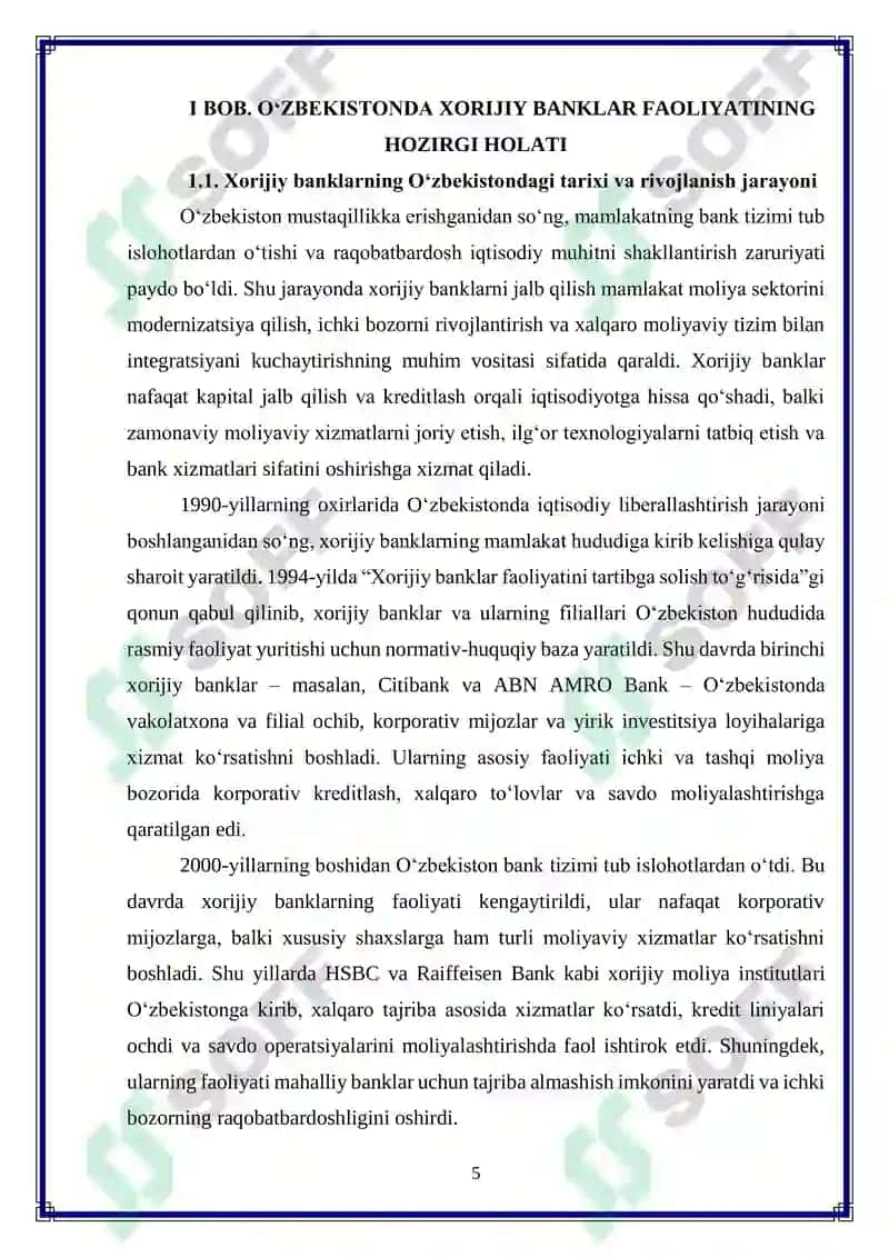 O‘zbekistonda xorijiy banklar faoliyatini rivojlantirish yo‘nalishlari 5