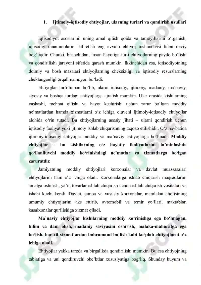 Ijtimoiy-iqtisodiy ehtiyojlar, ularning tarkibi va turkumlanishi 5