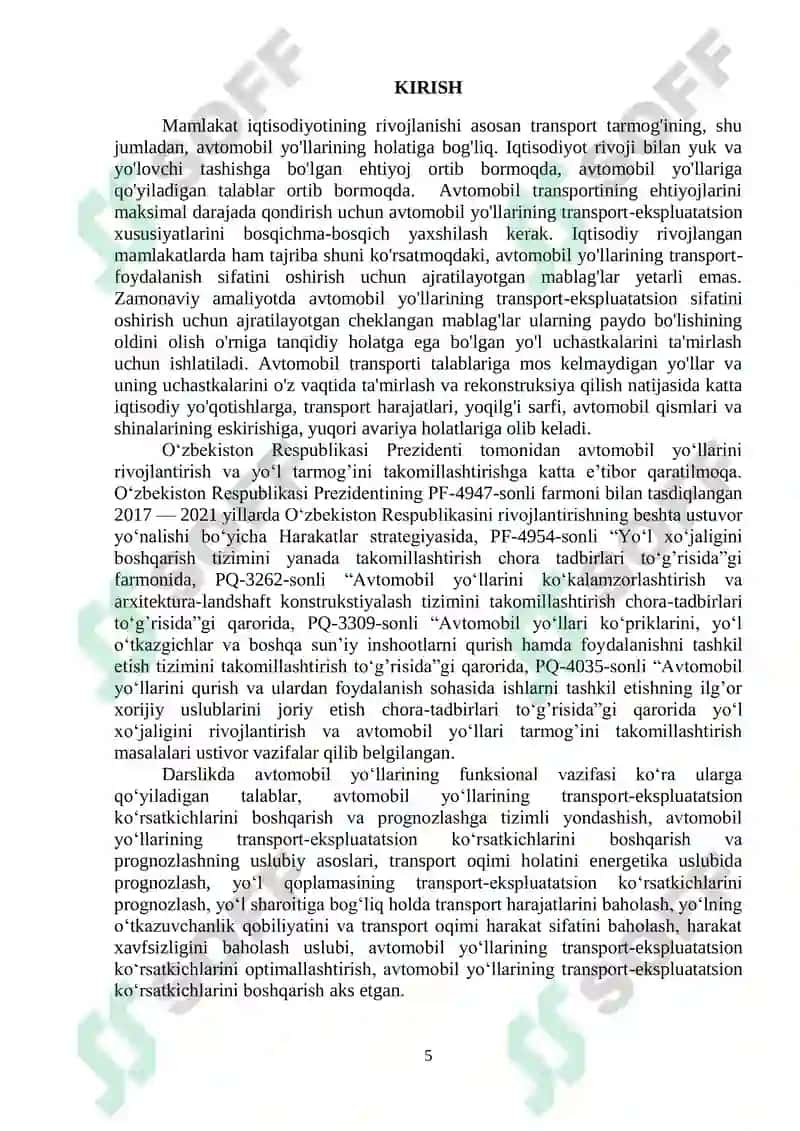 AVTOMOBIL YO'LLARINING TRANSPORT EKSPLUTATSIYASI KO'RSATKICHLARI 5