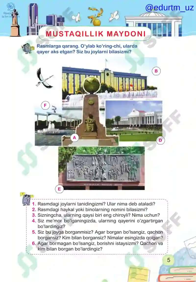 Ona tili va o‘qish savodxonligi. 1-qism [Matn]: 3-sinﬁ uchun darslik 5