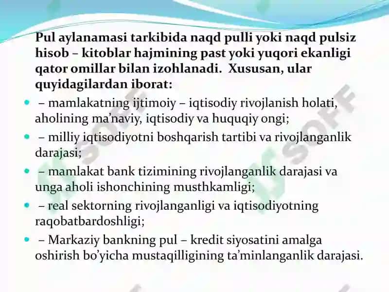 Pul aylanishi va uning tarkibi 5
