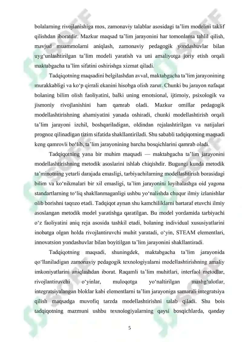 Maktabgacha Ta'limda Pedagogik Jarayonlarni Loyiha 5