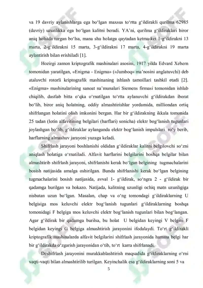 Klassik simmetrik kriptotizimlar va ularning tahlili 5