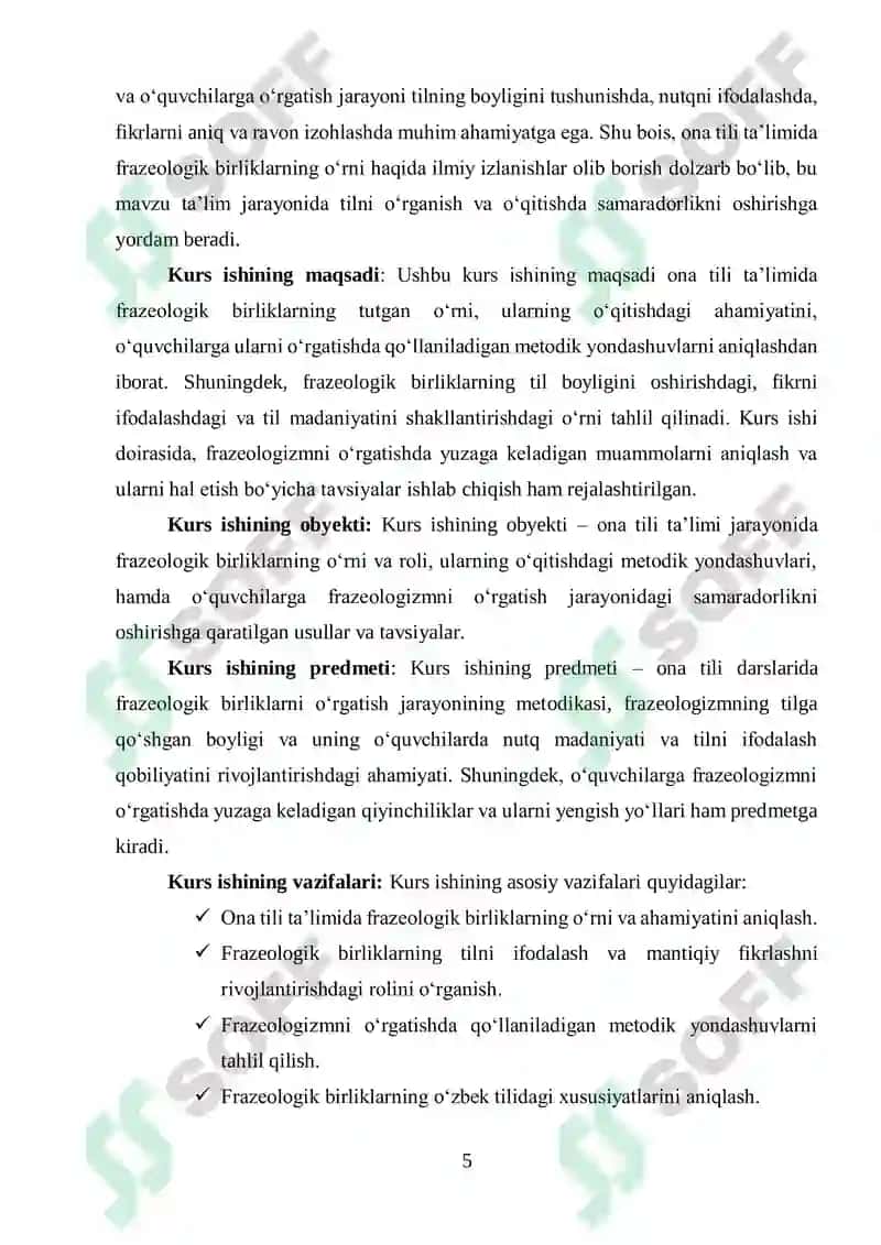 Ona tili ta’limida frazeologik birliklarning tutgan oʻrni 5