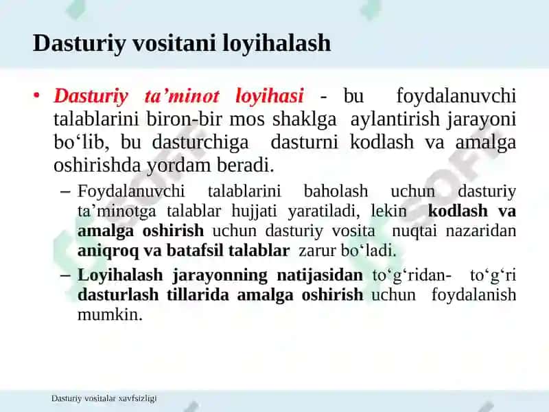 Dasturiy vositalar arxitekturasi va loyihalash 5