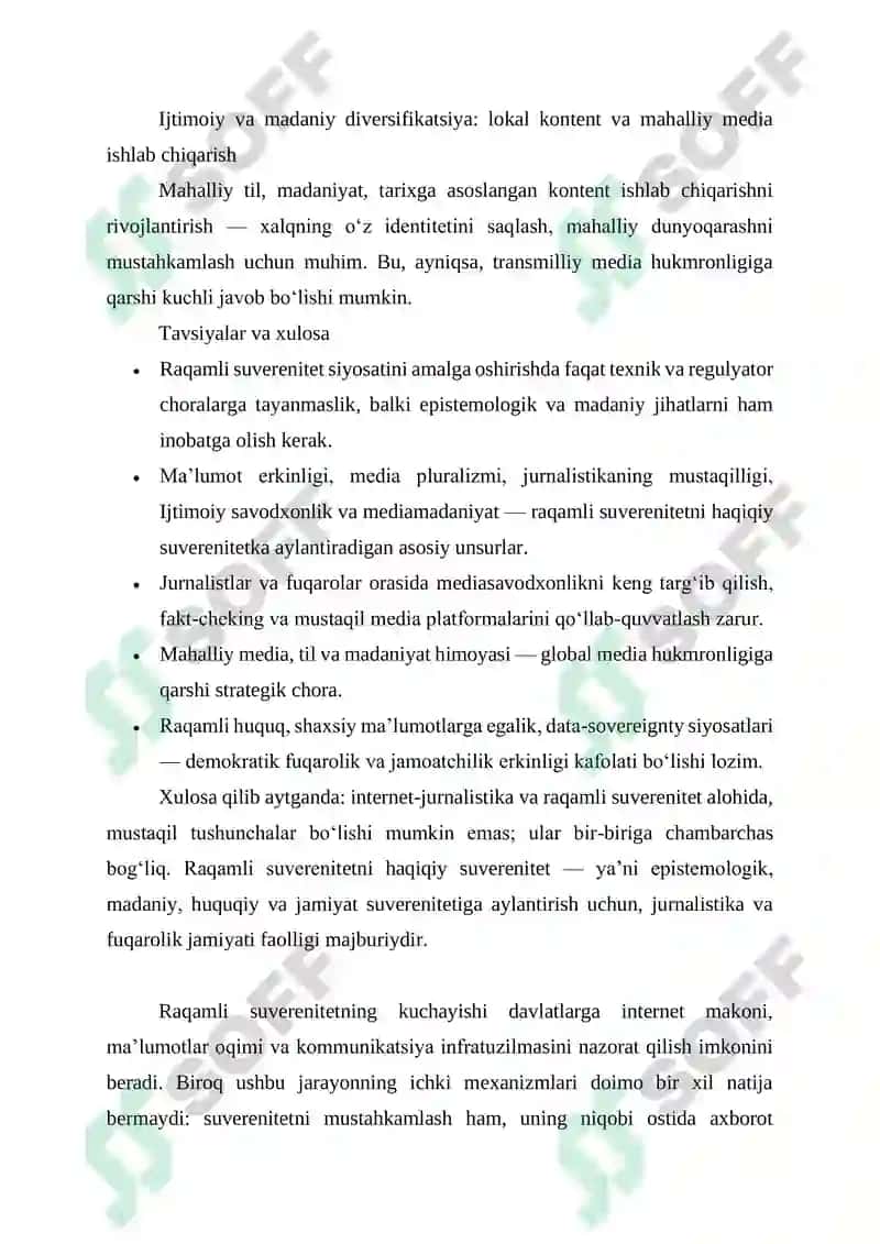 INTERNET JURNALISTIKASI VA RAQAMLI SUVERENITET: MAFKURAVIY XAVFLAR TAHLILI 5