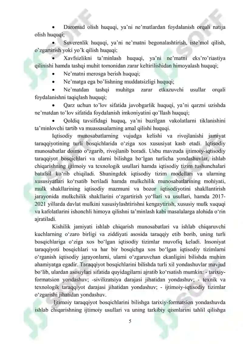 Mulkchilik munosabatlarining mohiyati va ularning huquqiy-iqtisodiy jixatlari 5