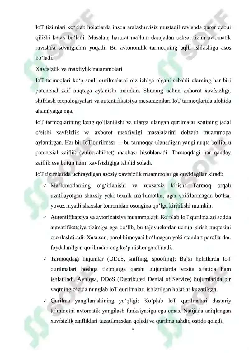 IoT tarmoqlarida tarmoqning o'z-o'zini tuzatish va optimallashtirish mexanizmlari 5