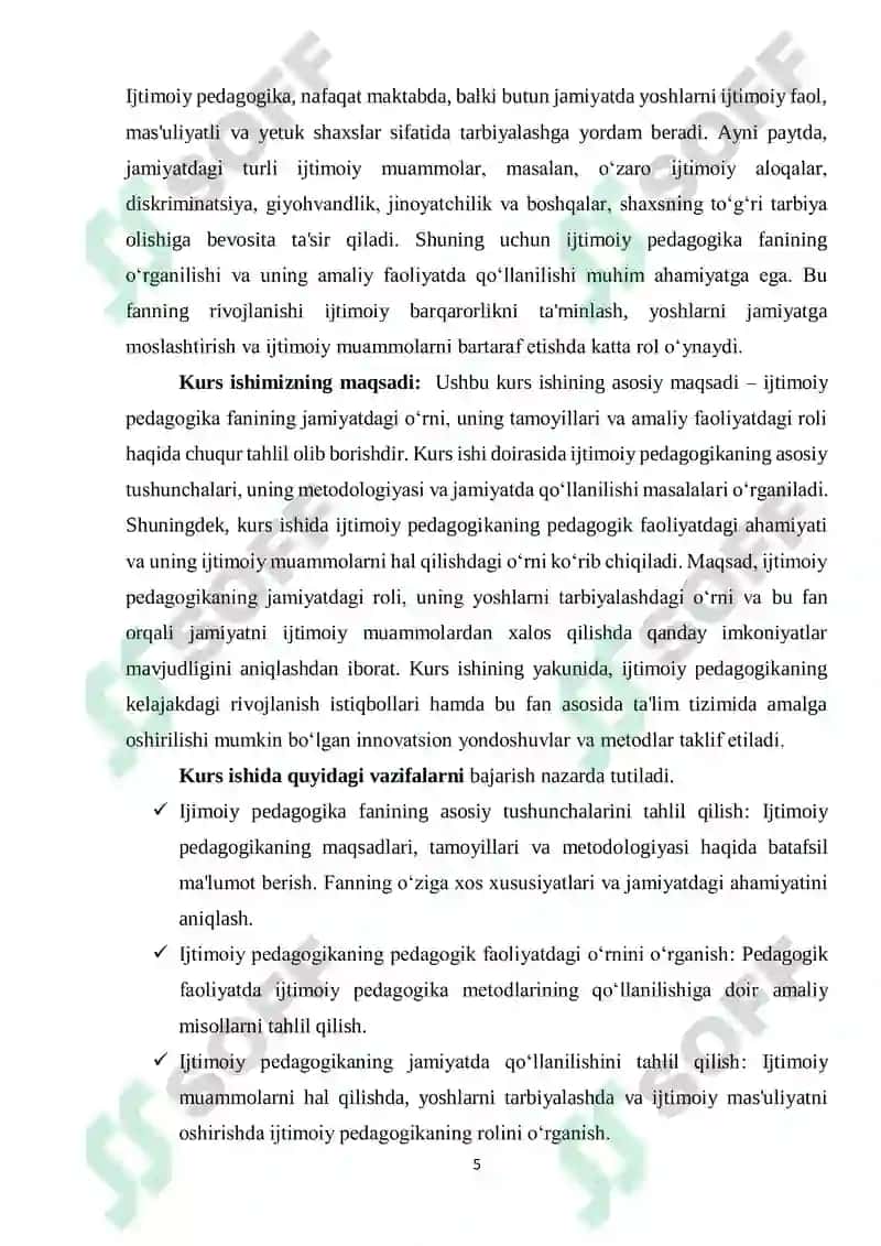 Ijtimoiy Pedagogika Fan va Amaliy Faoliyat Kurs Ishi 5