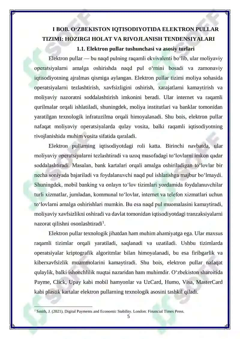 O‘zbekiston iqtisodiyotida elektron pullar tizimini takomillashtirish 5