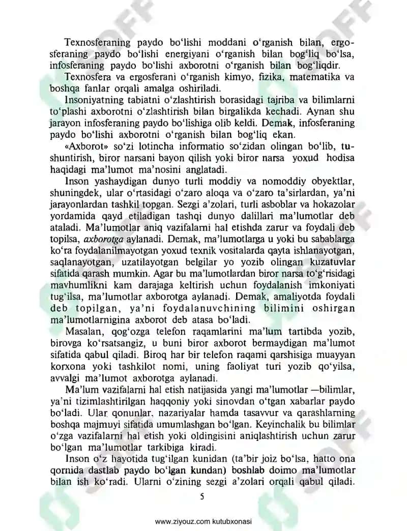 Axborot texnologiyalari/M.Aripov, B. Begalov, Sh. Begimqulov, M. Mamarajabov 5