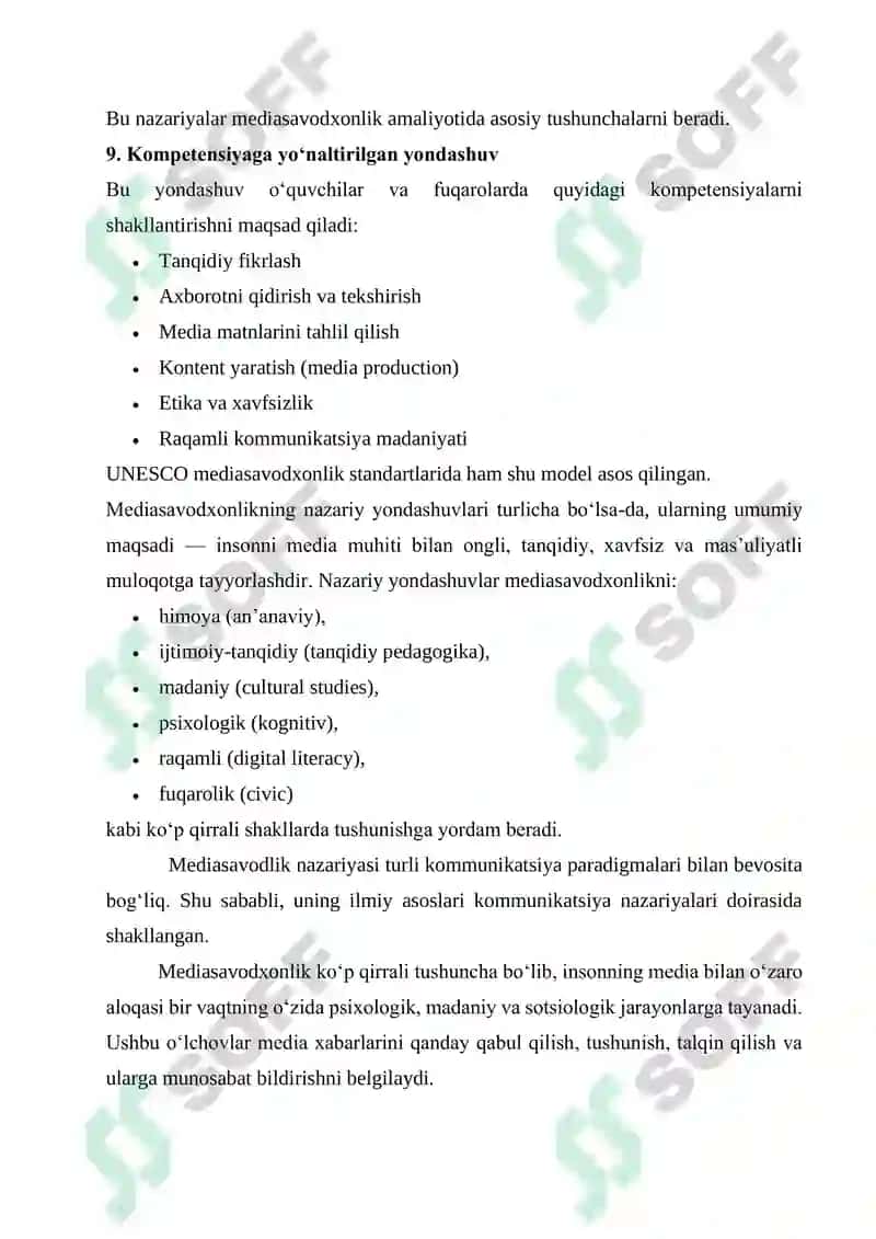 MEDIASAVODXONLIK KONSEPSIYASINING ZAMONAVIY KOMMUNIKATSIYA NAZARIYALARI BILAN UYG‘UNLASHUVI 5