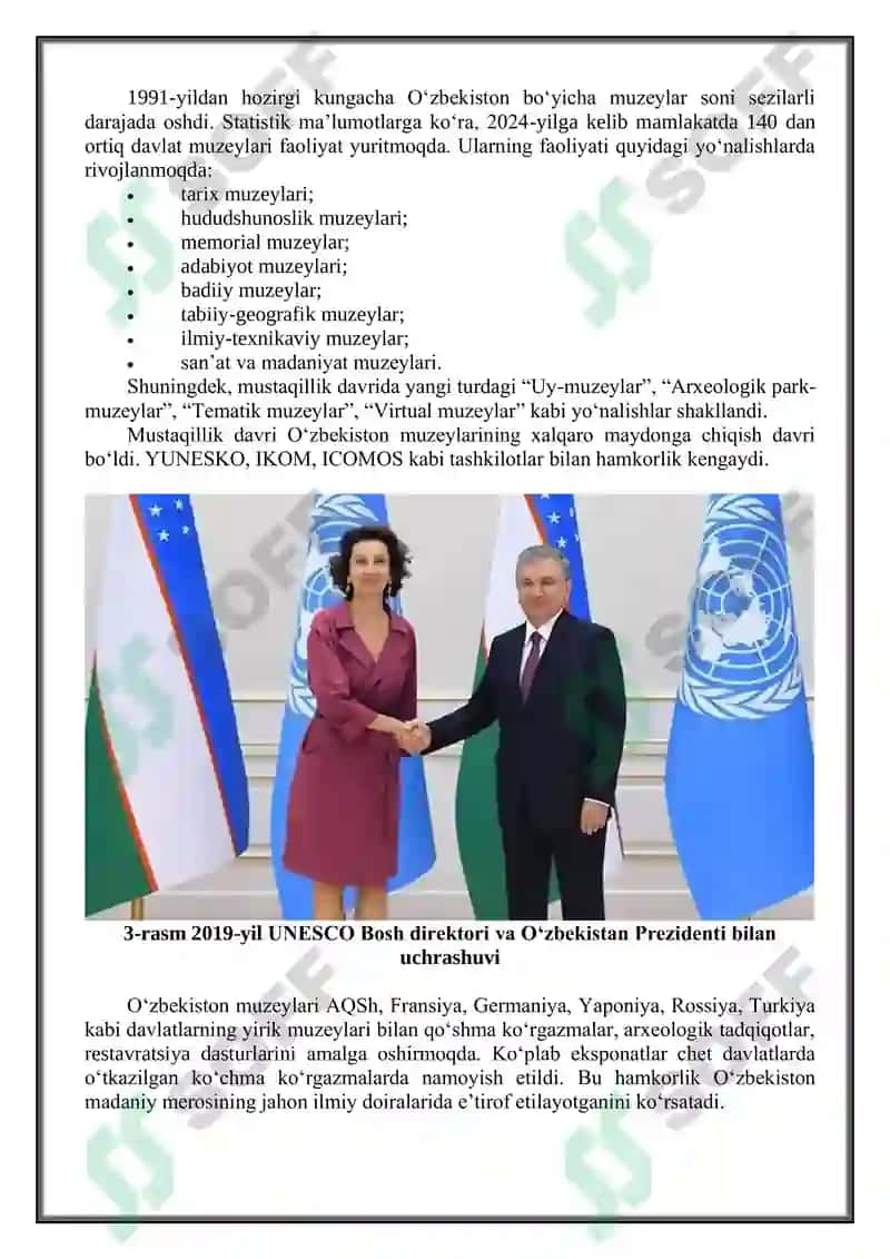 O‘zbekiston mustaqilligi davrida muzeylar va muzey tarmog'ining rivojlanish muammolari 5
