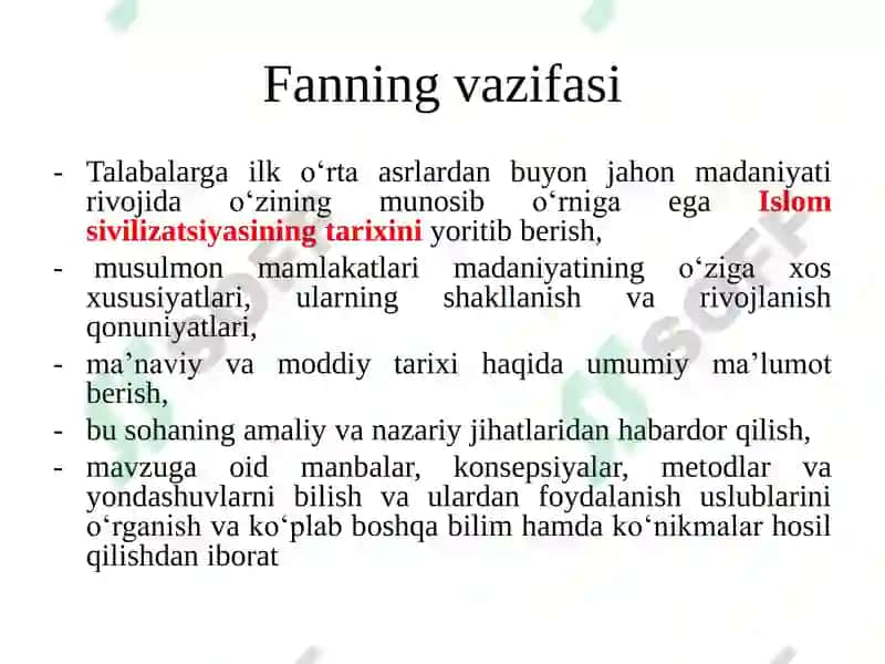 Islom sivilizatsiyasi tarixi 5