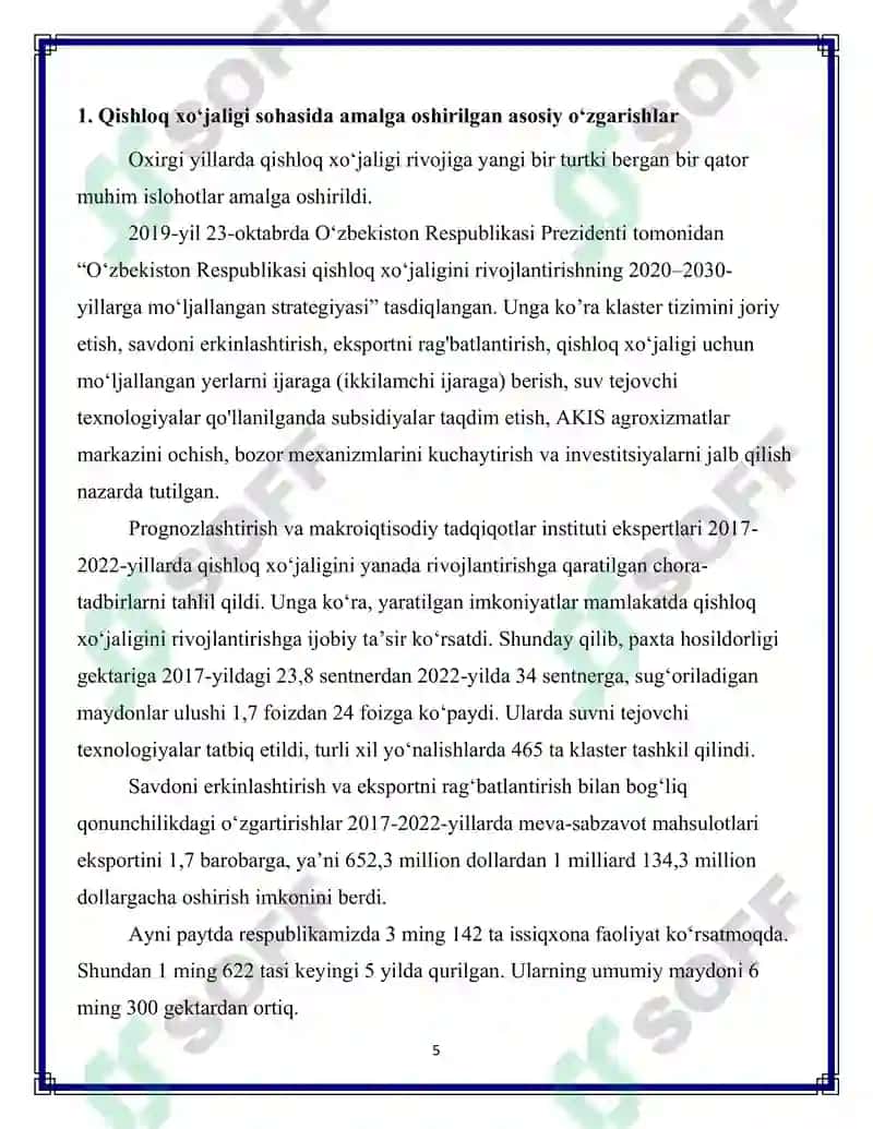 QISHLOQ XO'JALIGI VA SANOAT SOHASIDAGI O'ZGARISHLAR 5