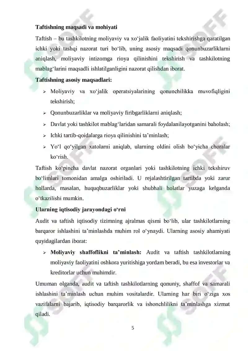 Audit va taftish oʻzaro bogʻliqligi va farqlari 5