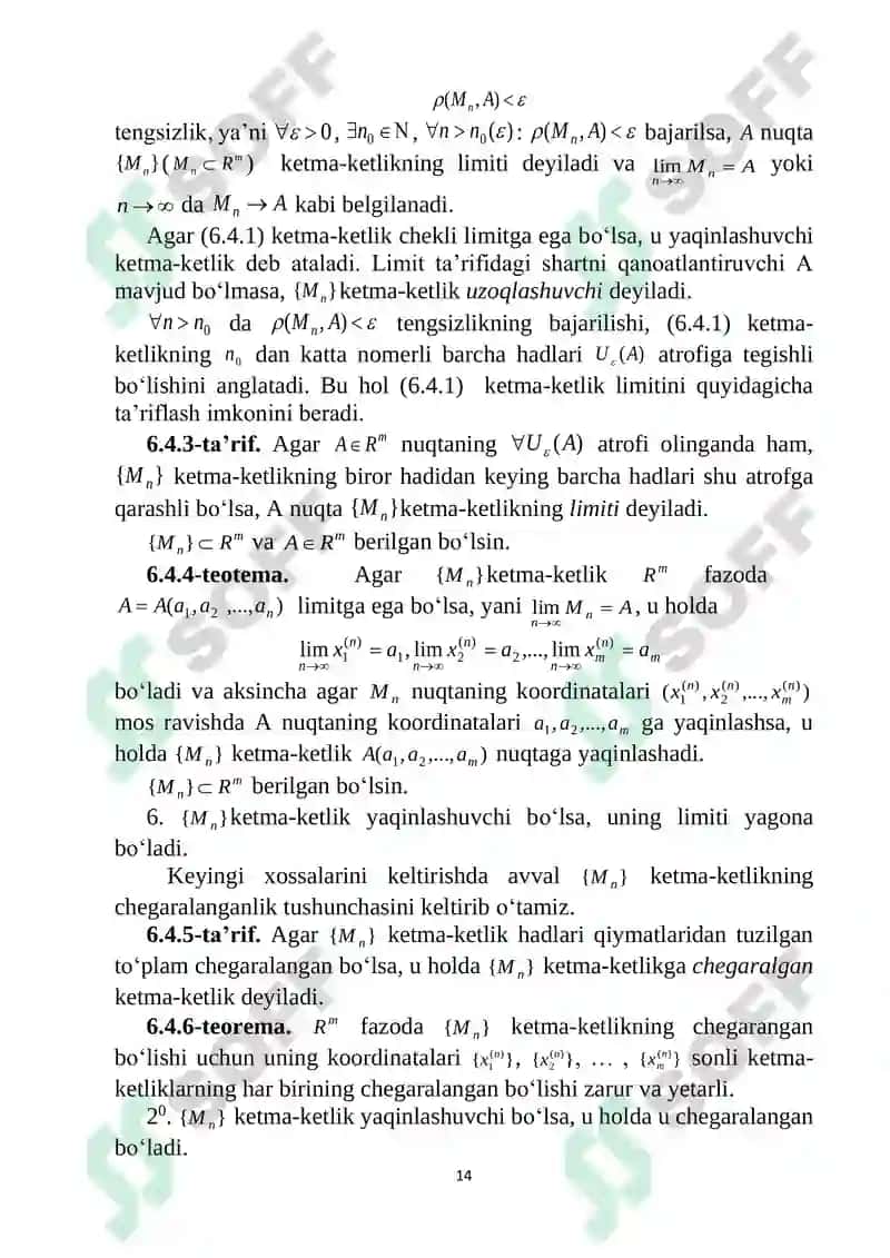KO'P O'ZGARUVCHILI FUNKSIYA. KO'P O'ZGARUVCHILI FUNKSIVANING LIMITI VA UZLIKSIZLIGI 5