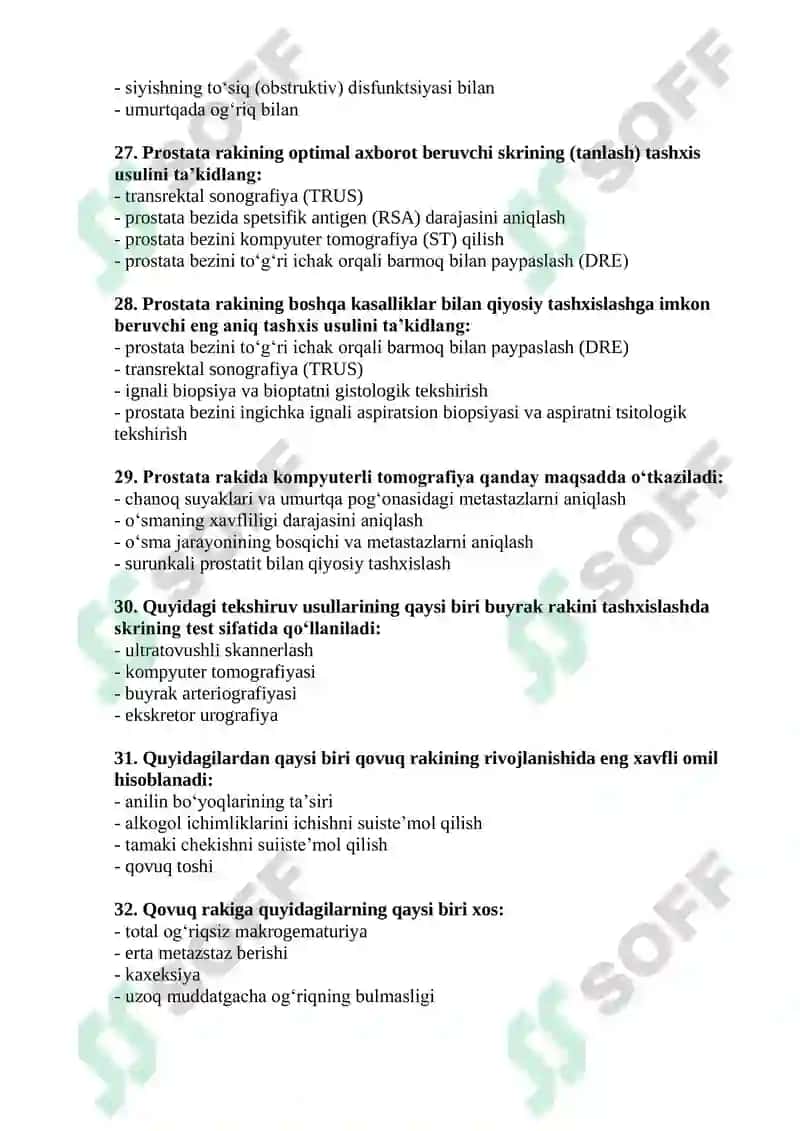 Andrologiya va seksopatologiya mutaxassisligi test savollari 5