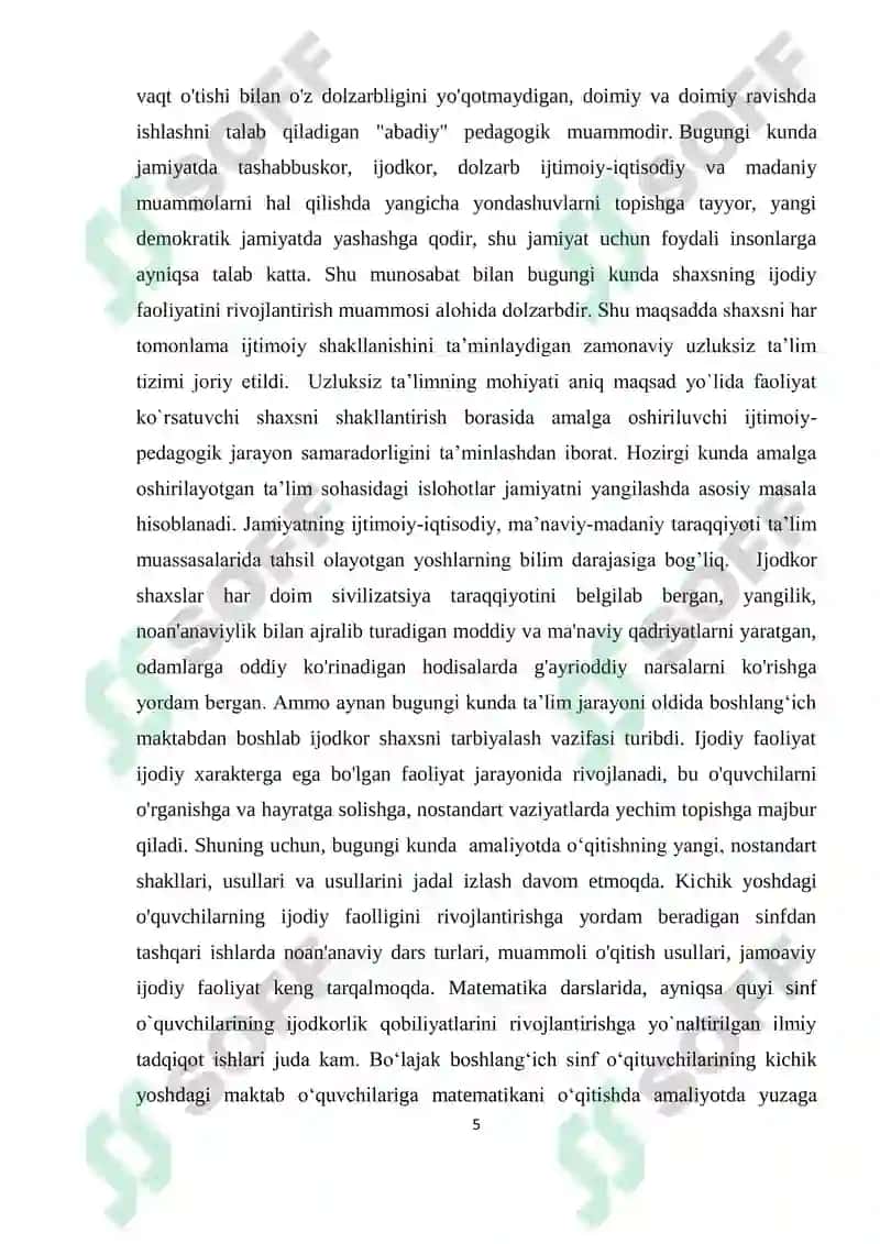 Matematika o’qitish metodikasi 5