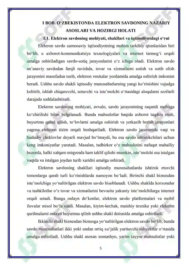 O‘zbekistonda elektron savdo tizimini rivojlantirish muammolari va istiqbollari 5