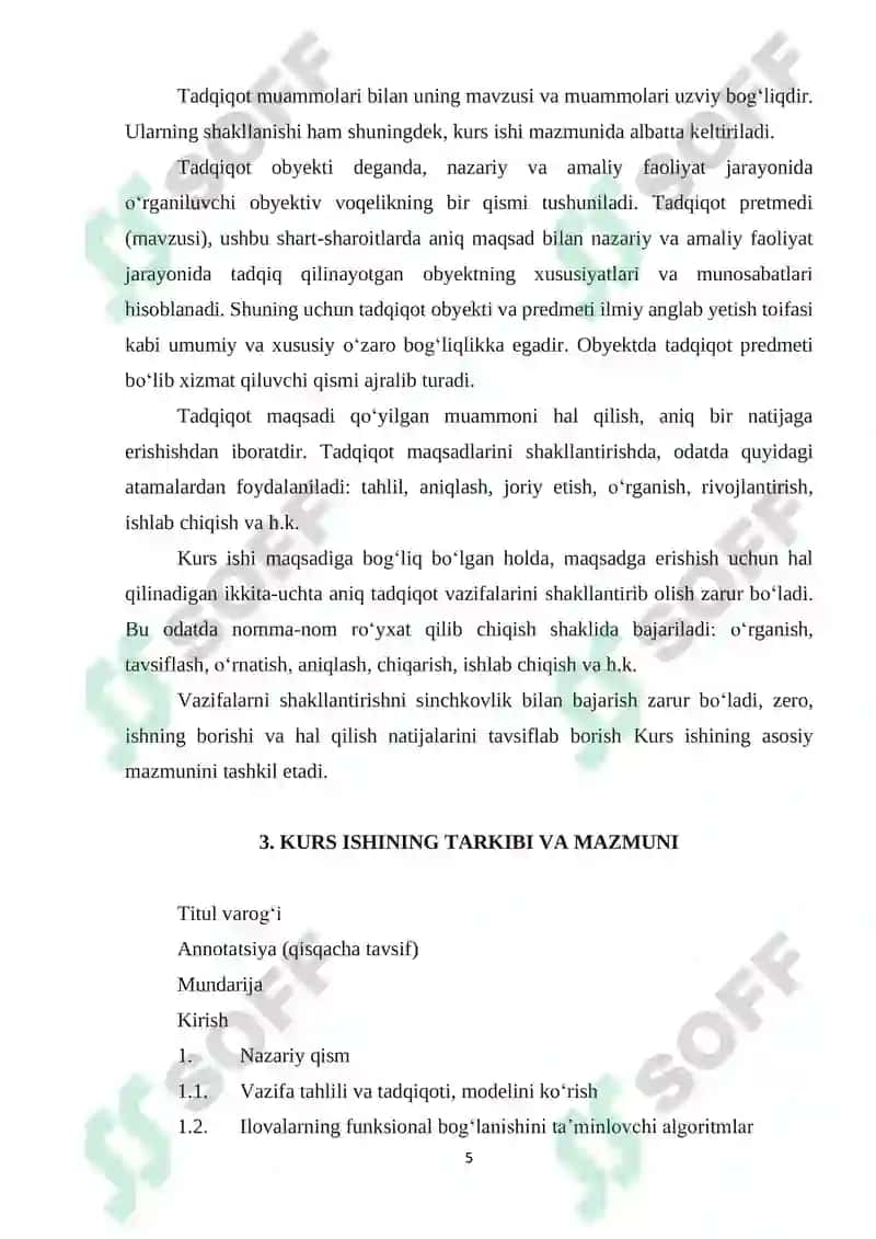 "Kurs ishi"ni bajarish uchun uslubiy ko‘rsatma 5
