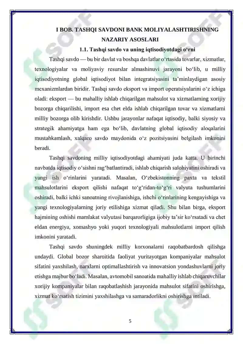 Tashqi savdoni bank moliyalashtiruvi usullarini takomillashtirish 5