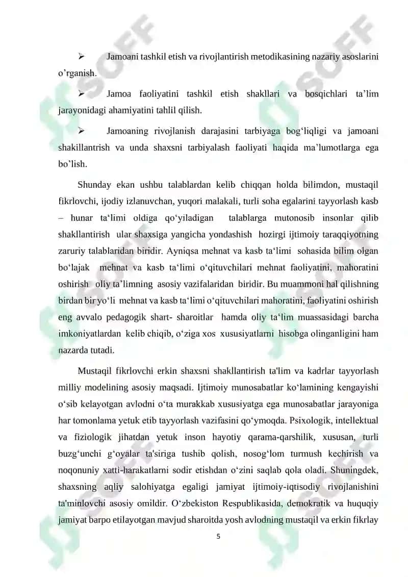 Jamoani tashkil etish va rivojlantirish metodikasi 5