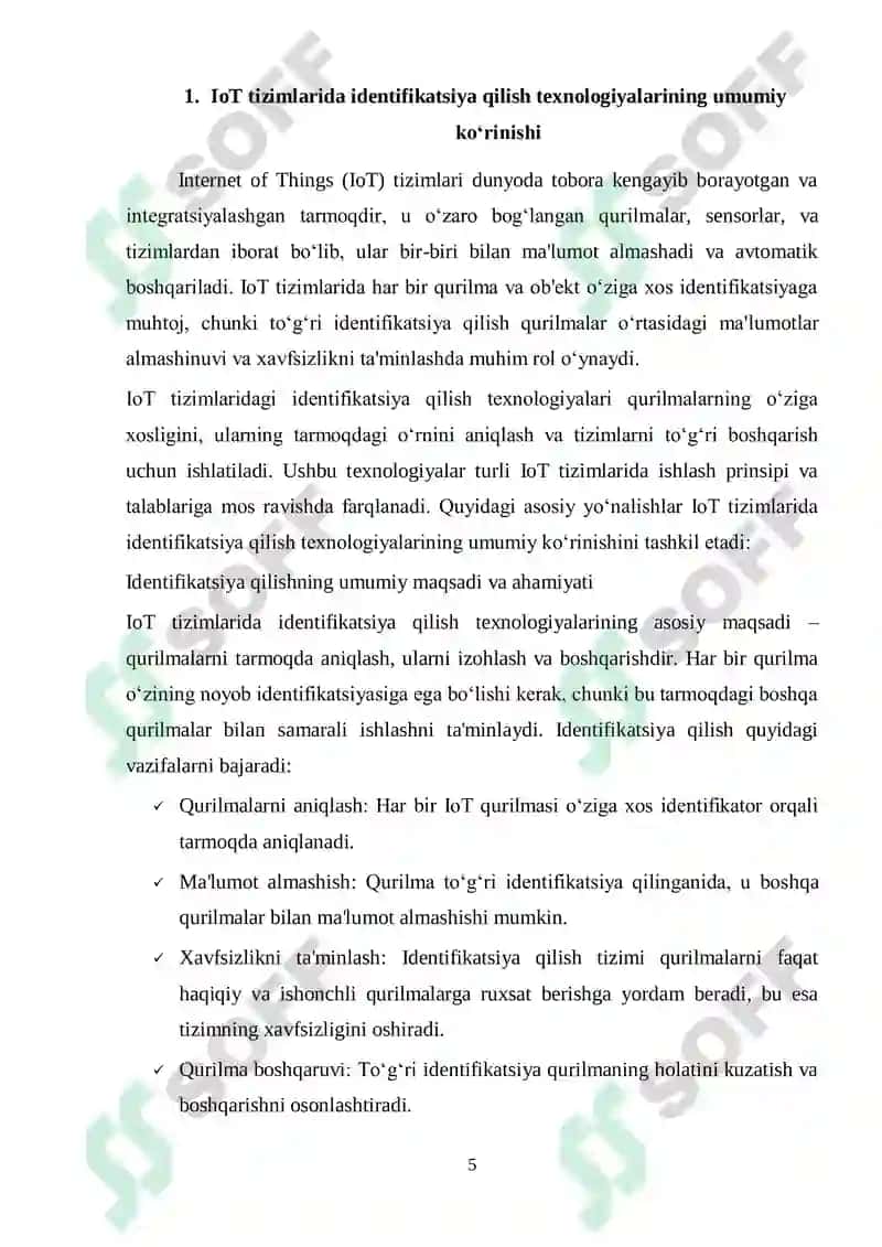 IoT qurilmalari va tarmoqlarida identifikatsiya qilish texnologiyalari 5
