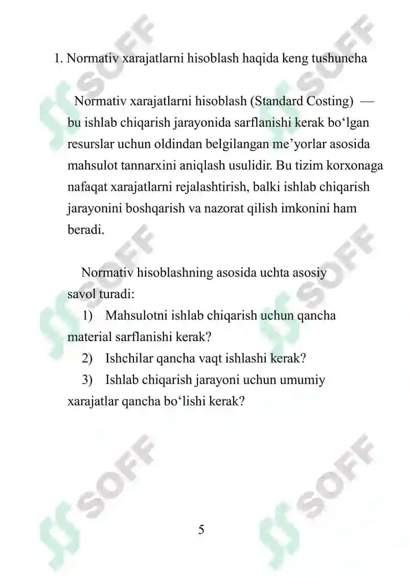Normativ xarajatlarni hisoblash 5