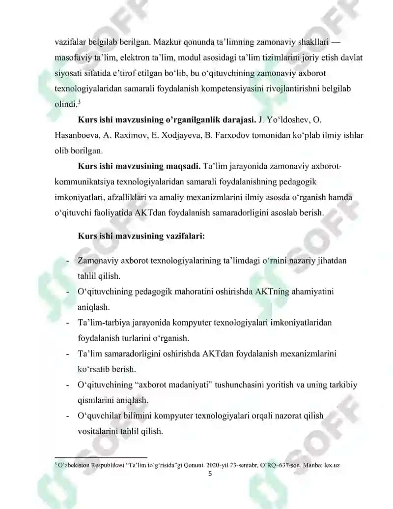 Pedagogik ta'lim jarayonida o'qituvchining zamonaviy axborot texnologiyalaridan samarali foydalanishi 5