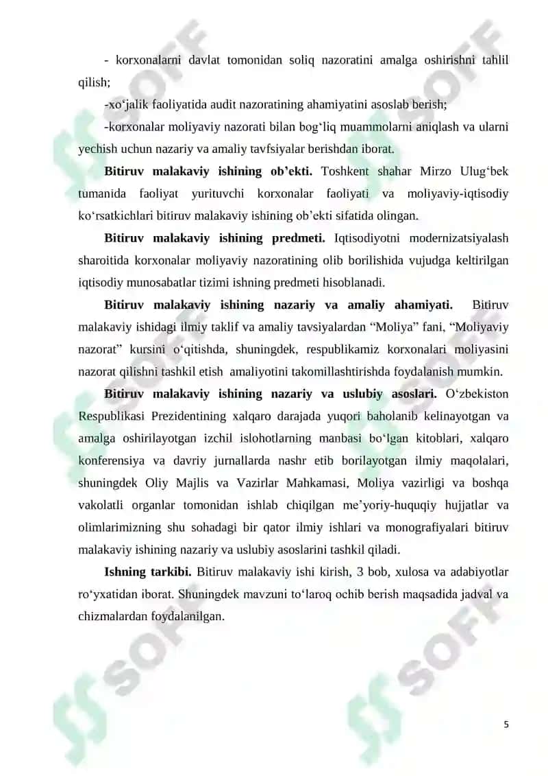 KORXONALAR MOLIYASINI NAZORAT QILISH USULLARI VA ULARNI SAMARALI TASHKIL ETISH YO‘NALISHLARI 5