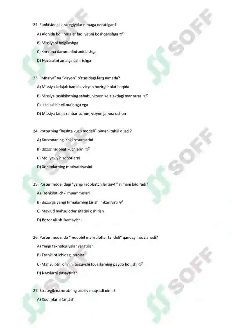 Strategik boshqaruv fanidan test savollari (1–20) 5