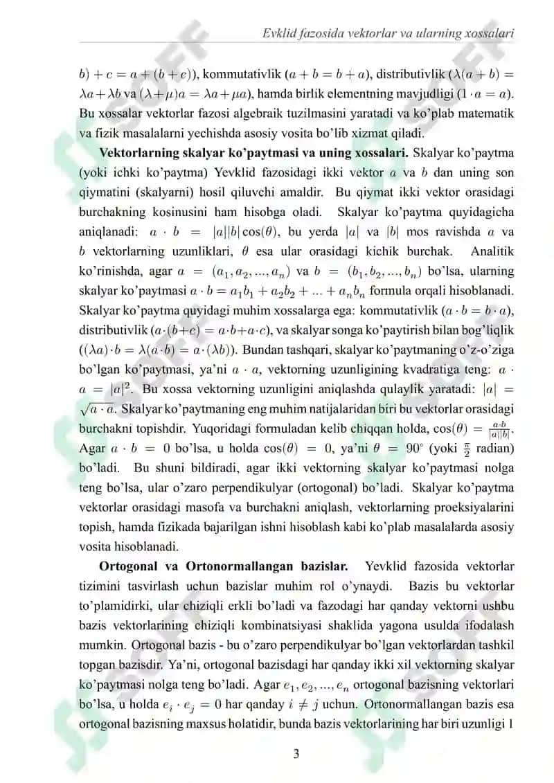 Yevklid fazosida ortonormallangan bazis qurish 5