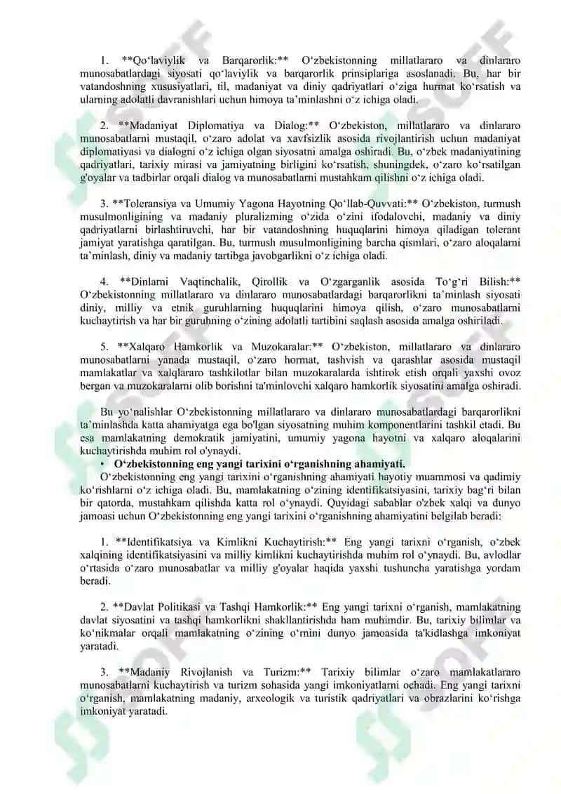 O‘zbekistonning eng yangi tarixi fanining fan sifatida tutgan o‘rni 6