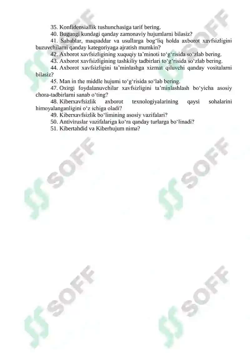 Adliya organlari va muassasalarida axborot-kommunikatsiya texnologiyalarini rivojlantirish markazi savollar toplami 6