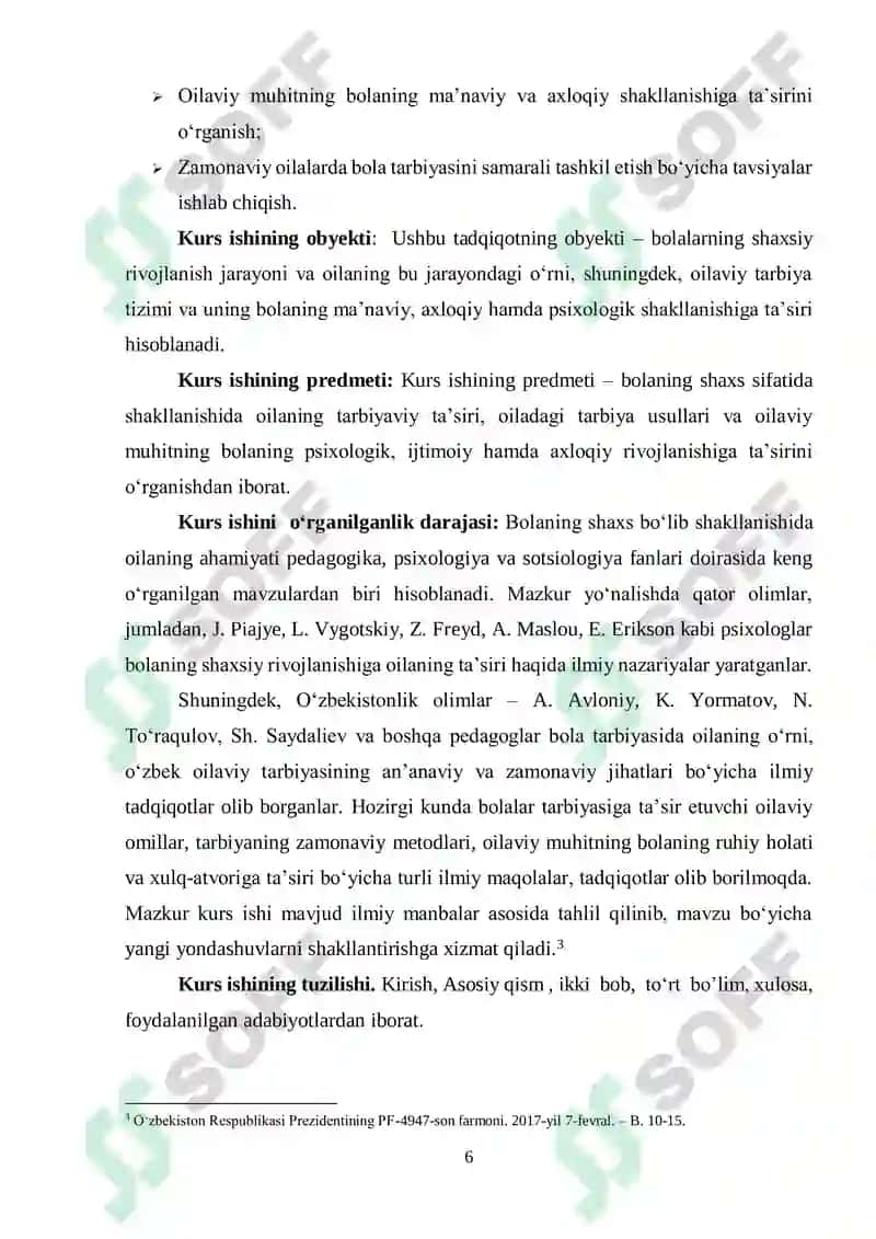 Bolaning shaxs bo‘lib shakllanishida oila ahamiyati 6