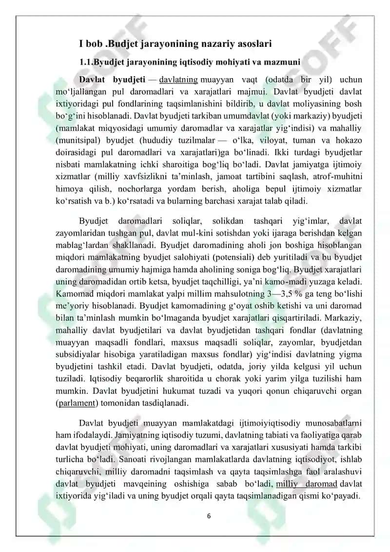 Byudjet jarayoni: bosqichlari,vazifalari,ishtirokchilari va prinsiplari 6