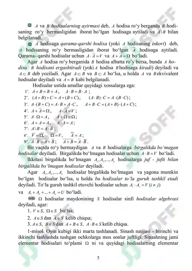 Oliy Matematika Masalalar To'plami 6