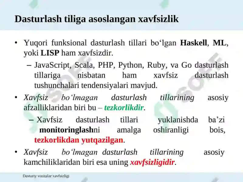 Dasturiy vositalar xavfsizligi 6