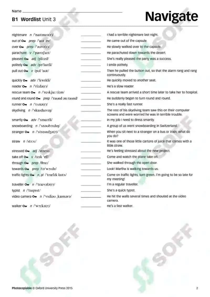 B1 Wordlist Unit 1 6
