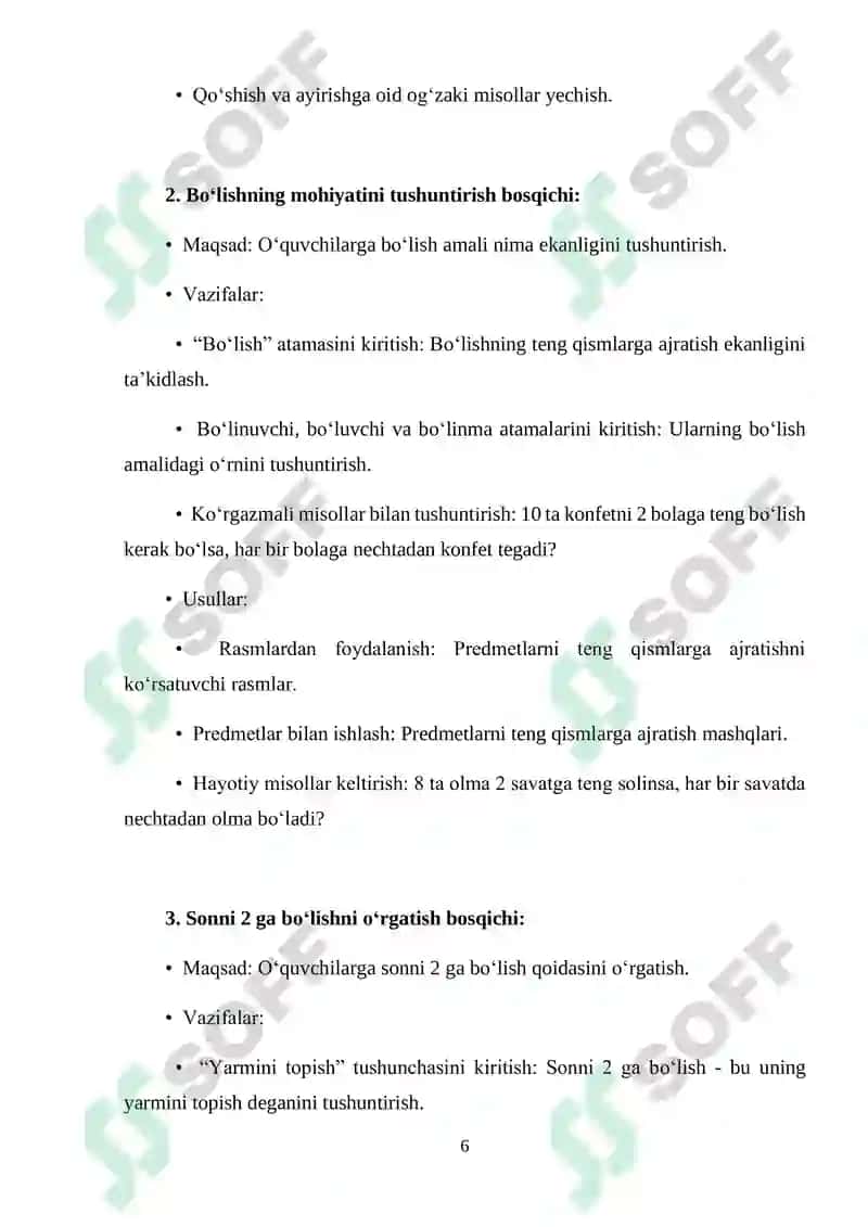 "SONNI 2 GA BO‘LISHNI O‘RGATISH METODIKASI" 6