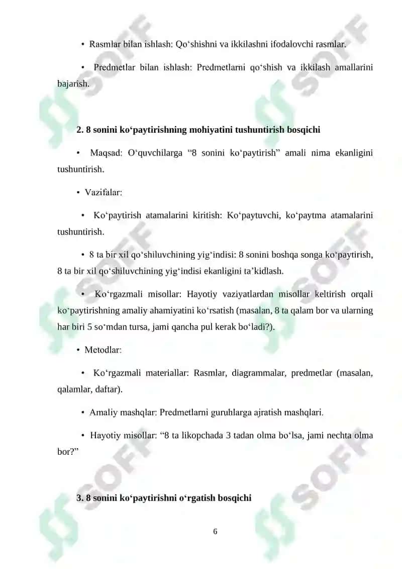8 SONINI KO‘PAYTIRISH VA 8 GA KO‘PAYTIRISHNI O‘RGATISH METODIKASI 6