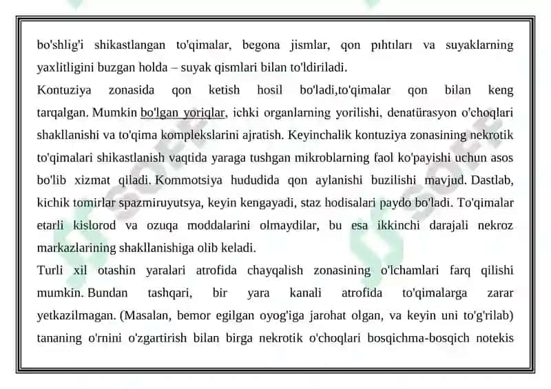 O'Q OTAR JAROHATLARDA ICHKI A'ZOLAR KASALIKLARINING PAYDO BO'LISHI. KECHISHI VA DIAGNOSTIKASI 6