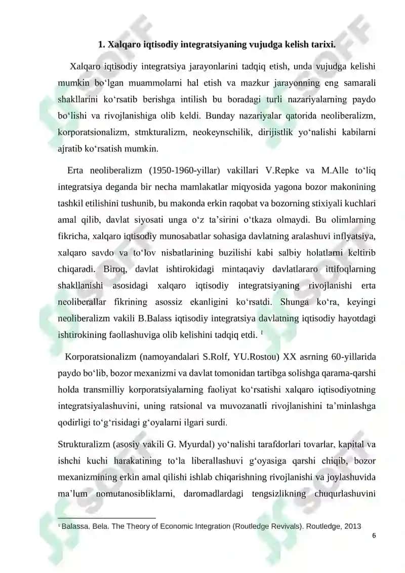 XALQARO IQTISODIY INTEGRATSIYANING MAZMUNI VA SHAKLLARI 6